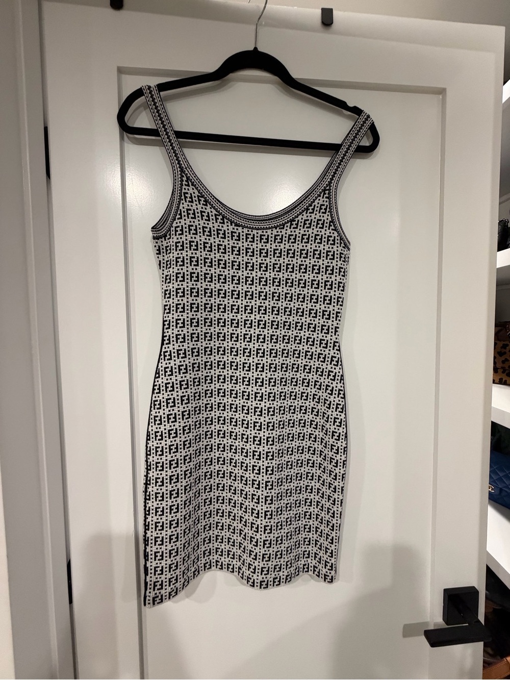Fendi Black & White Monogram Knit Tank